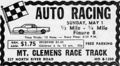 Mt. Clemens Race Track - 1966 Ad